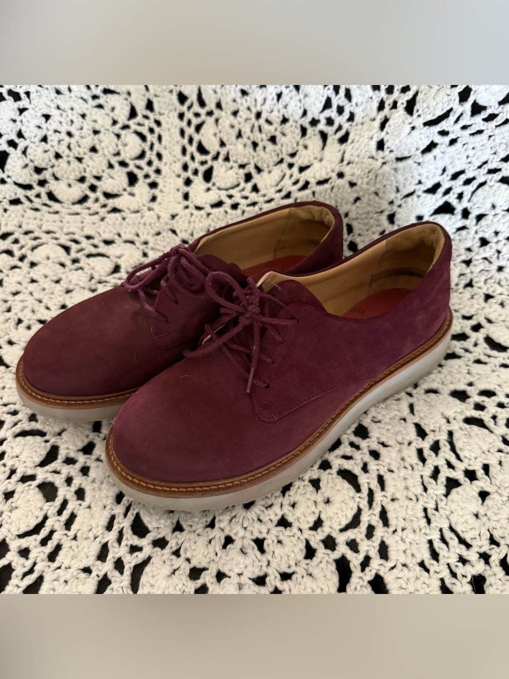 Samuel Hubbard Women’s Burgundy Suede Lace-Up Shoes